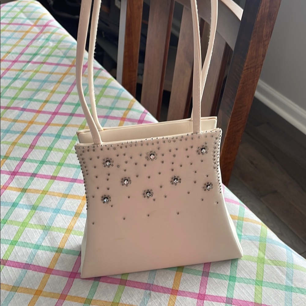 Elegant Cream Handbag with Embellishments